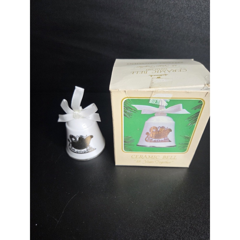 Hallmark 1984 Ceramic Bell Ornament 25 Years Together Anniversary w/ Box